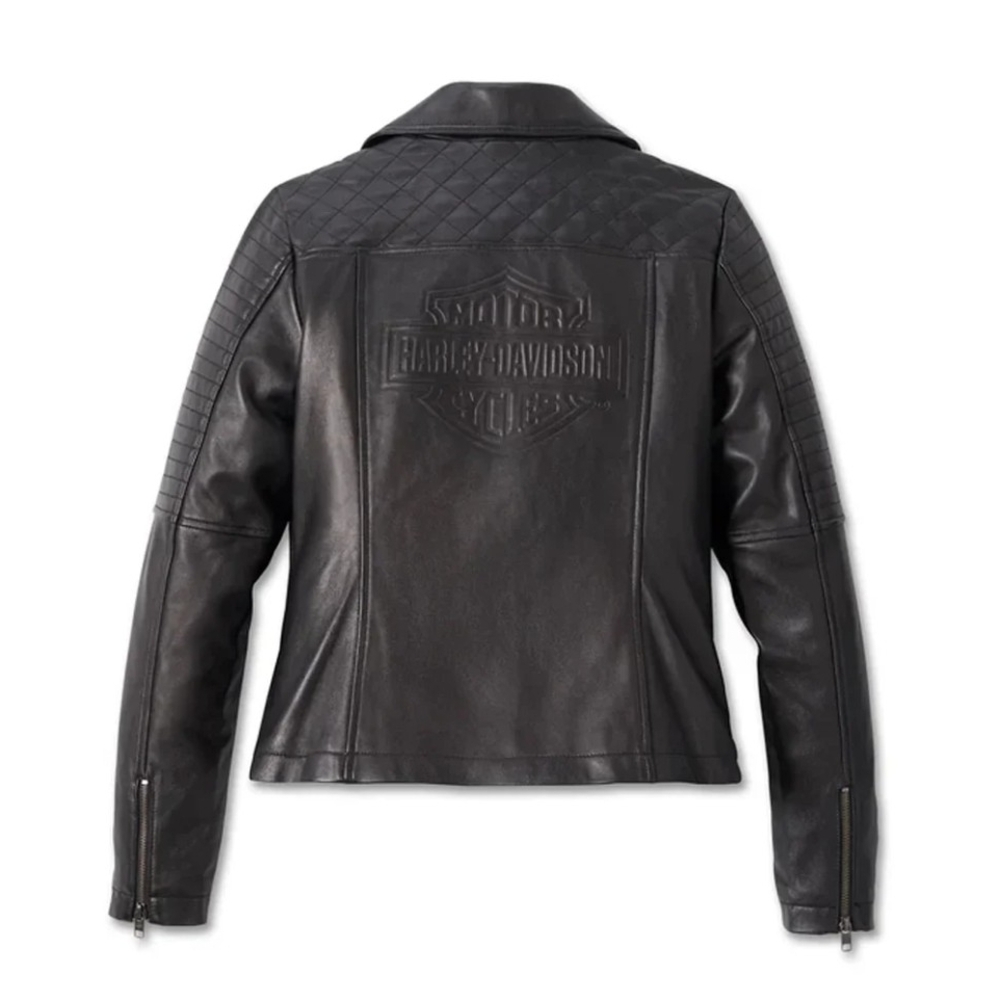Harley-Davidson Women's Black Leather Jacket with Quilted Design